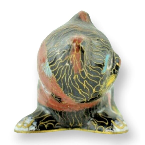 Vintage Decorative Ornate Cloisonné Miniature Enamel Cat Painted Brass 3.5 inche - Picture 4 of 8